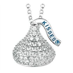 Sterling Silver Cubic Zirconia Hershey Kiss Necklace