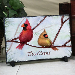 Personalized Snowy Cardinals Stone