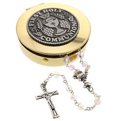 First Communion Pearl Rosary and Keepsake Box