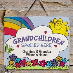 Personalized Grandchildren Spoiled Here Slate Plaque