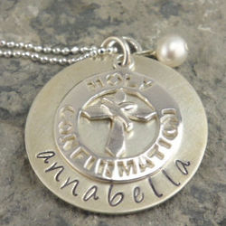 Holy Confirmation Personalized Hand Stamped Necklace