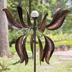 Blooming Flower Wind Spinner with Solar Ball