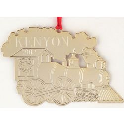 Engraved Golden Train Ornament