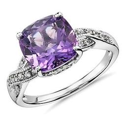 Amethyst and White Sapphire Ring in Sterling Silver