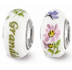 Hand Painted Granddaughter Pandora Compatible Glass Bead