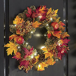 Fall Apple and Pine Lighted Wreath