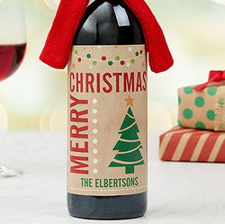 Personalized Christmas Wine Bottle Label