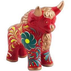 Steadfast Pucara Bull in Red Ceramic Sculpture
