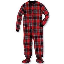 Adult Plaid Flannel Footed Pajamas