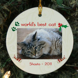 Personalized Ceramic Cat Photo Ornament