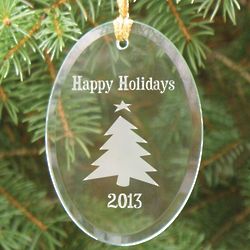 Happy Holidays Oval Glass Ornament