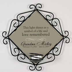 Personalized Life and Love Remembered Memorial Candle Holder
