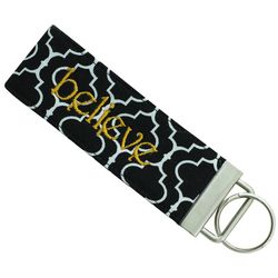 Black, White and Gold Believe Keychain