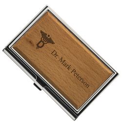 Personalized Dentist Wooden Business Card Case