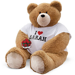 Giant Hunka Love I Heart You T-Shirt Bear with Roses