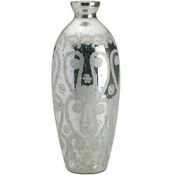 Etched Paisley Mercury Glass Vase