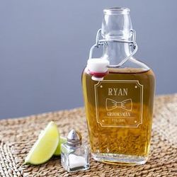 Personalized Bow Tie Glass Flask
