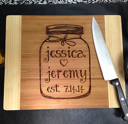 Personalized Cutting Board with Mason Jar Graphic