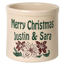 Personalized 'Merry Christmas' 9" Poinsettia Crock