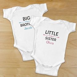 Personalized Little Sister and Big Brother Bodysuits