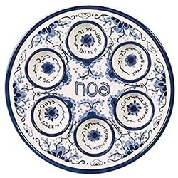 Ceramic 12" Blue & White Passover Seder Plate