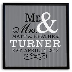 Personalized Mr. & Mrs. Happy Couple 16" x 16" Framed Print