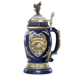 Salute to Honor Police Heirloom Porcelain Sculpted Stein