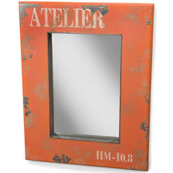 Distressed Orange Framed Tall Mirror