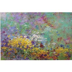 Monet Inspired Pastel Flowers Canvas Art Print