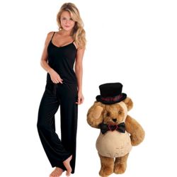 Nuts for You Teddy Bear and Extra Small Black Velour Lounge Set
