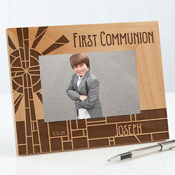 First Communion Stained Glass Personalized Picture Frame