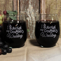 "I Survived My Daughter's Wedding" Stemless Wine Glass Set