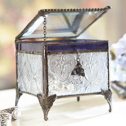 Artisan Clear and Purple Glass Treasure Box