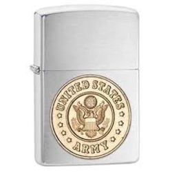 Personalized Army Emblem Brushed Chrome Zippo Lighter