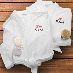 His & Hers Personalized Velour Spa Robe Set