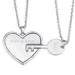 Shareable Heart and Key Personalized Pendants