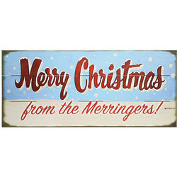 Personalized 'Merry Christmas' Snowfall Wood Wall Sign