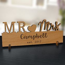 Personalized Mr. & Mrs. Heart Wooden Plaque