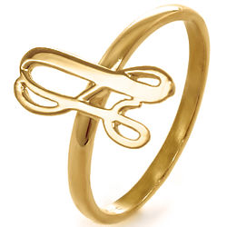 Custom Script Gold Plated Initial Ring
