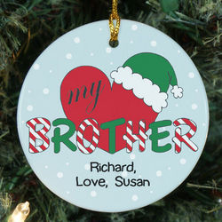 Personalized Ceramic Heart My Brother Ornament