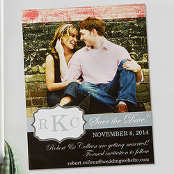 Custom Photo Monogrammed Save the Date Magnet