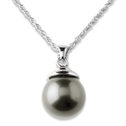 Sterling Silver Black Shell Pearl Necklace