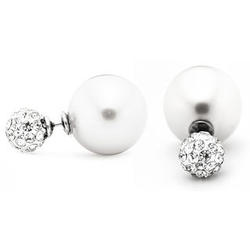 Sparkling Crystal and Pearl 360 Stud Earrings
