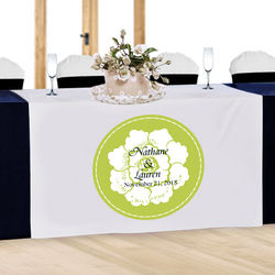 Personalized Floral Print Table Runner in White