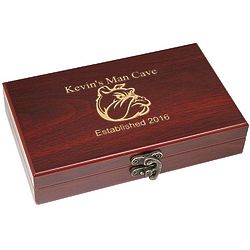 Man Cave Cards & Dice Set in Personalized Bulldog Box