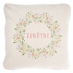 Personalized Christmas Wreath Pillow