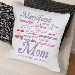 Personalized Magnificent Mom Throw Pillow