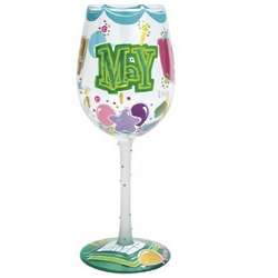 Happy May Birthday Wine Glass