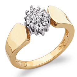 18K Gold Over Sterling Diamond Cluster Ring