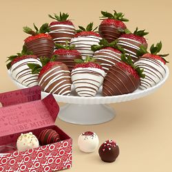 4 Valentine's Cake Truffles and Full Dozen Swizzled Strawberries